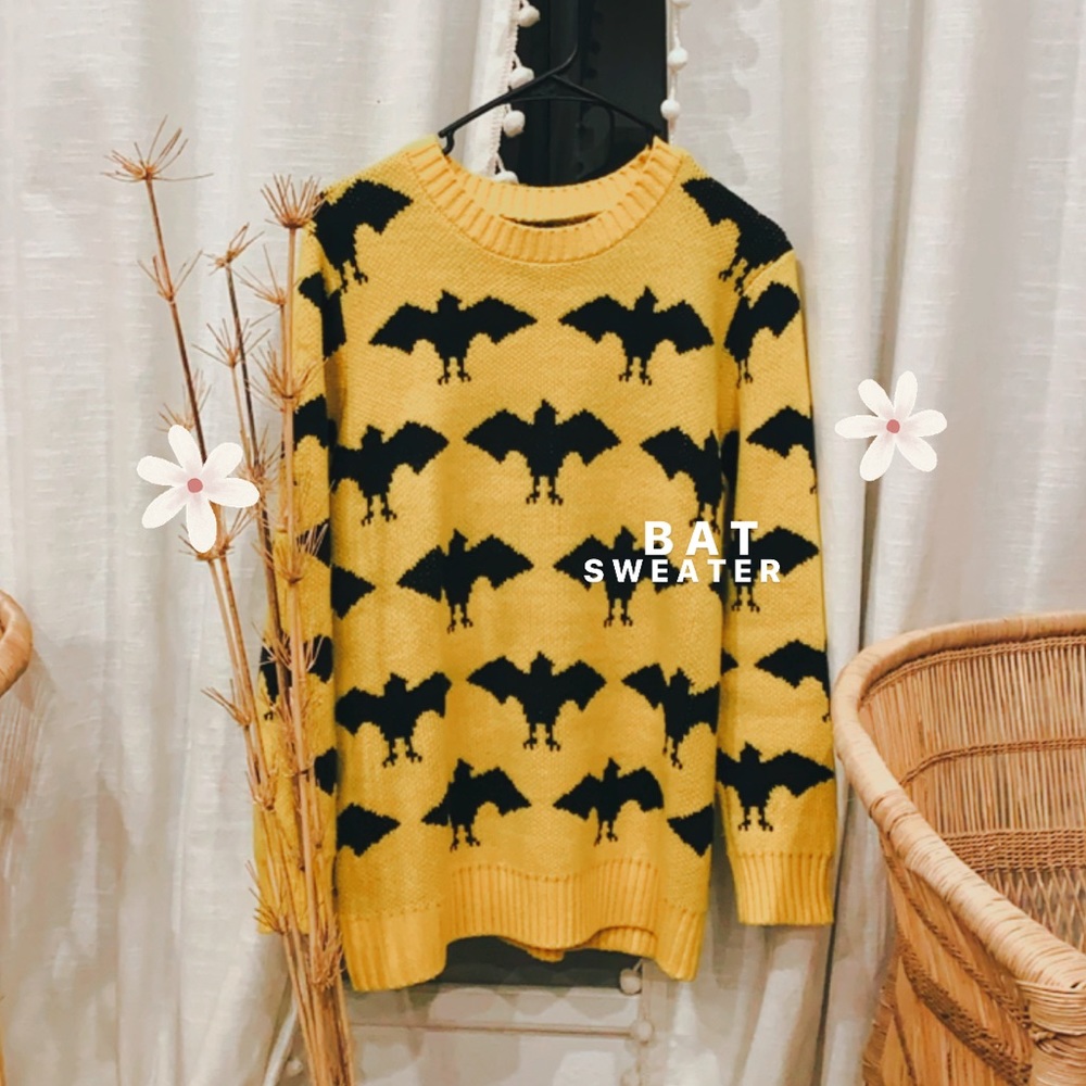 • Bat Print Knit Sweater •